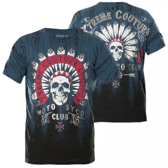 Affliction Other - XTREME COUTURE by AFFLICTION Men's T-Shirt CHIEF MOTOR CLUB Blue Biker S-5XL